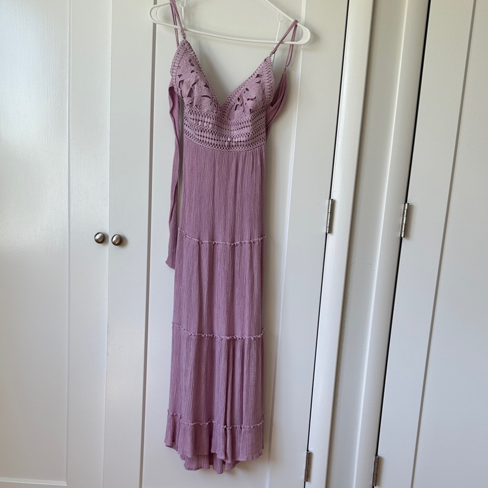 Lavender Maxi Dress with Crochet Detail